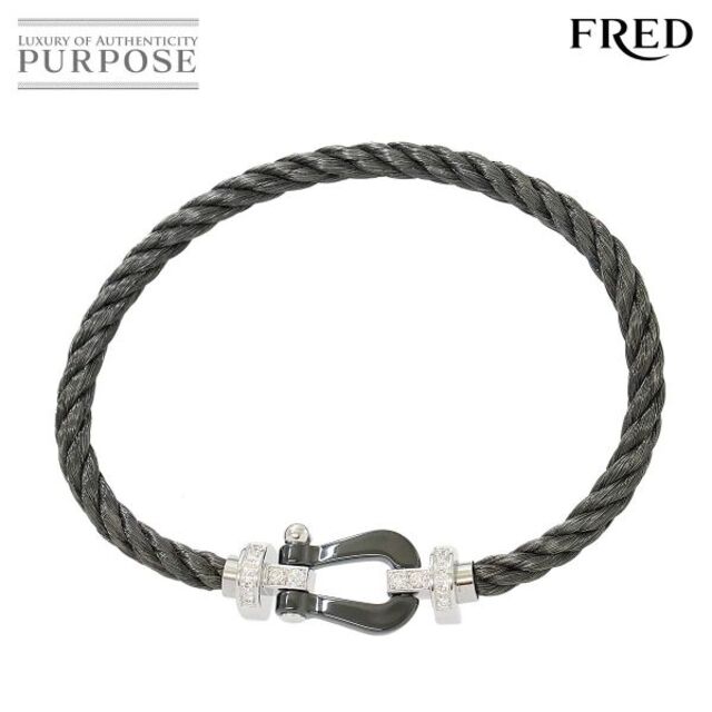 FRED - フレッド FRED フォース10 LM ハーフダイヤ ブレスレット #18 セラミック K18 WG ホワイトゴールド ケーブル 750 VLP 90174135