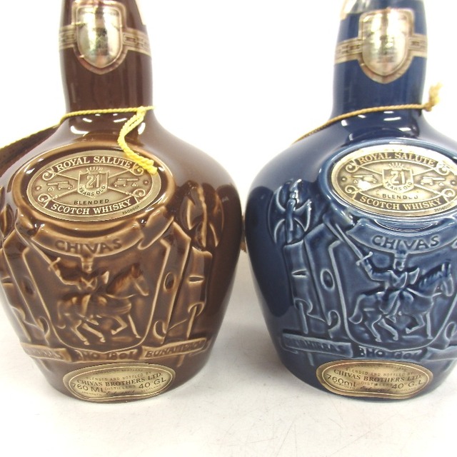 未開封★Royal Salute【ロイヤルサルート】 21年 青 緑 陶器 2本セット 700ml 巾着付 箱なし