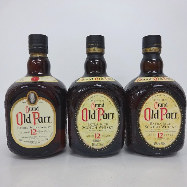 未開封★Grand Old Parr【グランド・オールドパー】 12年 3本セット 750ml 箱なし