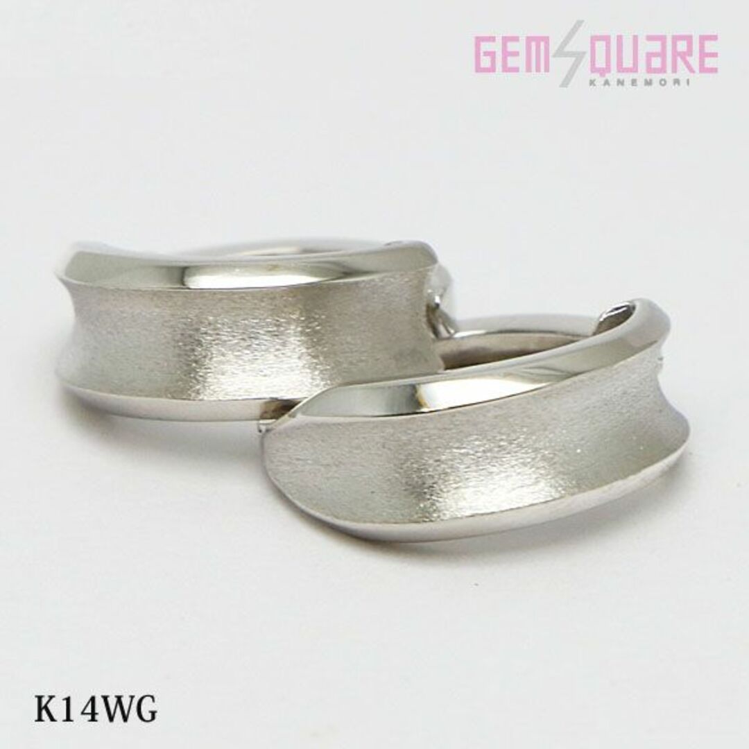 K14WG フープイヤリング 艶消し 3.5g 洗浄済 美品