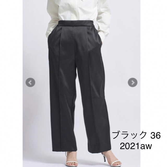 yori サテンワイドパンツ ブラック 36 2021AW | myglobaltax.com