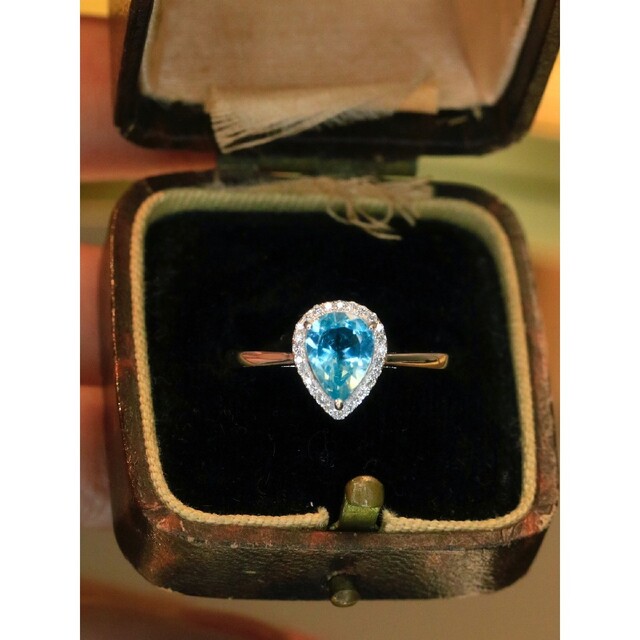 天然ダイヤモンド付きアパタイトリングk18 レディースのアクセサリー(リング(指輪))の商品写真
