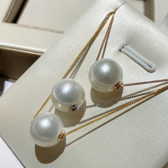【高級】淡水真珠　一粒パールネックレスk18