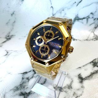 新品未使用】ヴェルサーチ ゴールド ステンレススチール メンズ腕時計