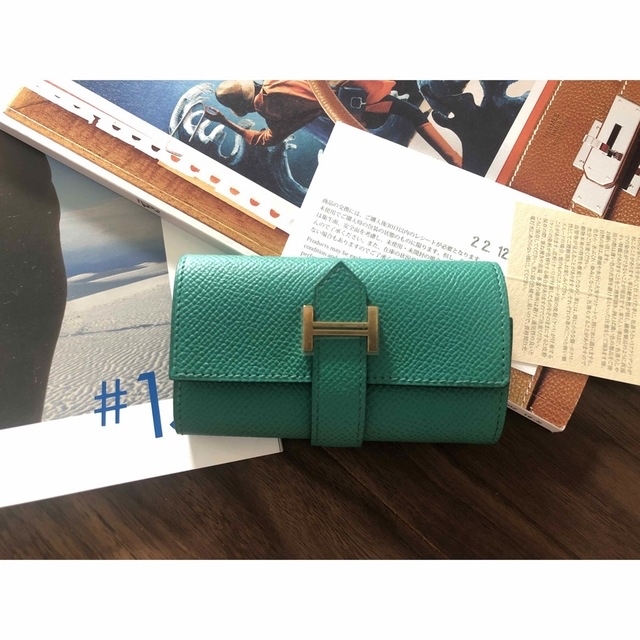 高級素材使用ブランド Hermes エルメス キーケース 緑/ゴールド金具