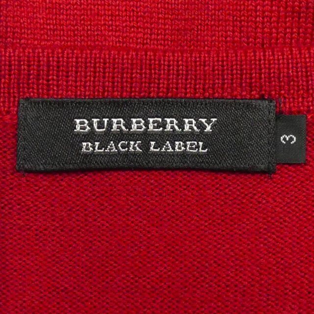 BURBERRY BLACK LABEL(バーバリーブラックレーベル)の廃盤 バーバリー セーター ニット L メンズ 赤 ヘンリーネック TY2121 メンズのトップス(ニット/セーター)の商品写真