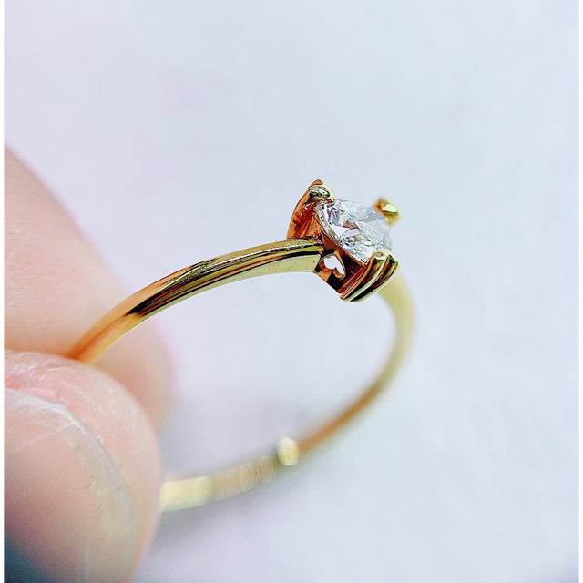 ★0.25ct ★✨一粒ハートシェイプカットダイヤモンドK18リング指輪