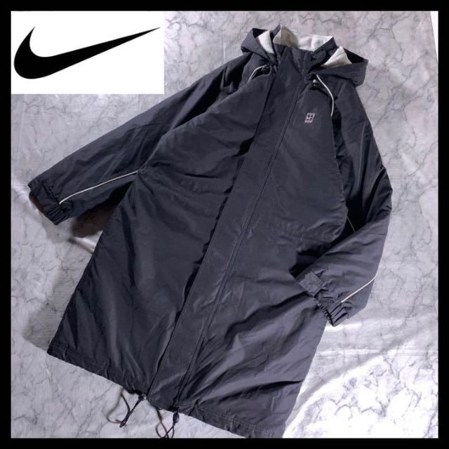 90s NIKE モッズコートベンチコート ブラック スウッシュ