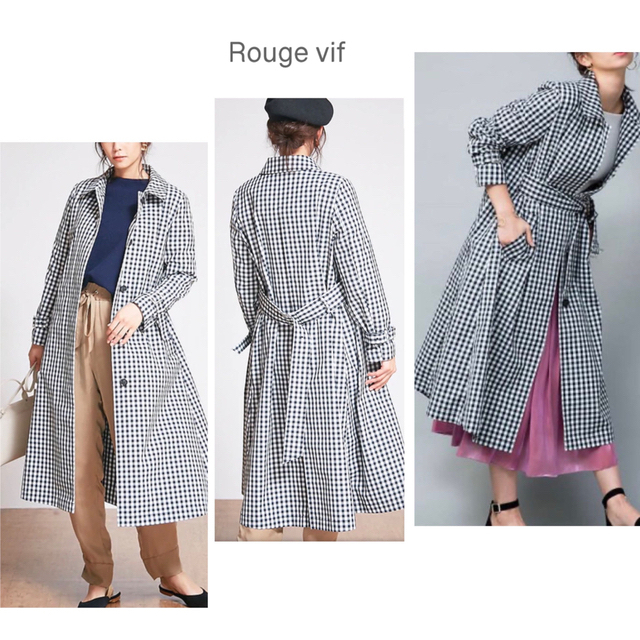 【新品未使用】Rouge vif  ウールチェックステンカラーコート