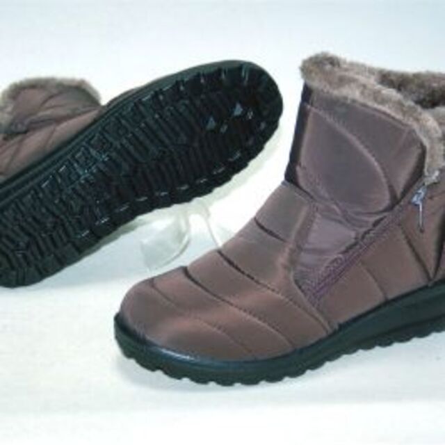 ◆ボア付きキルティングショートブーツ #6490 D.BR 24.5cm ◆新品 レディースの靴/シューズ(ブーツ)の商品写真