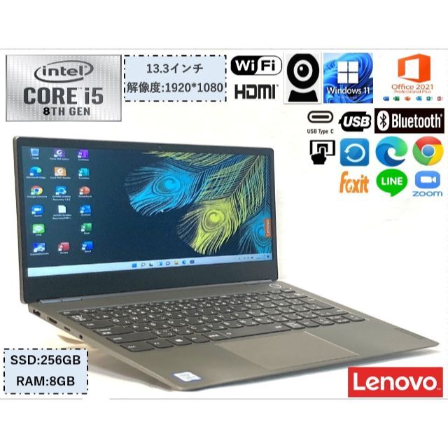 超美品 ノートパソコン ThinkBook 13s i5 第8世代 カメラ 薄型133FHD⭕インターフェイス