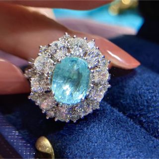 天然パライバトルマリン ダイヤ リング 2.19ct k18 ¥