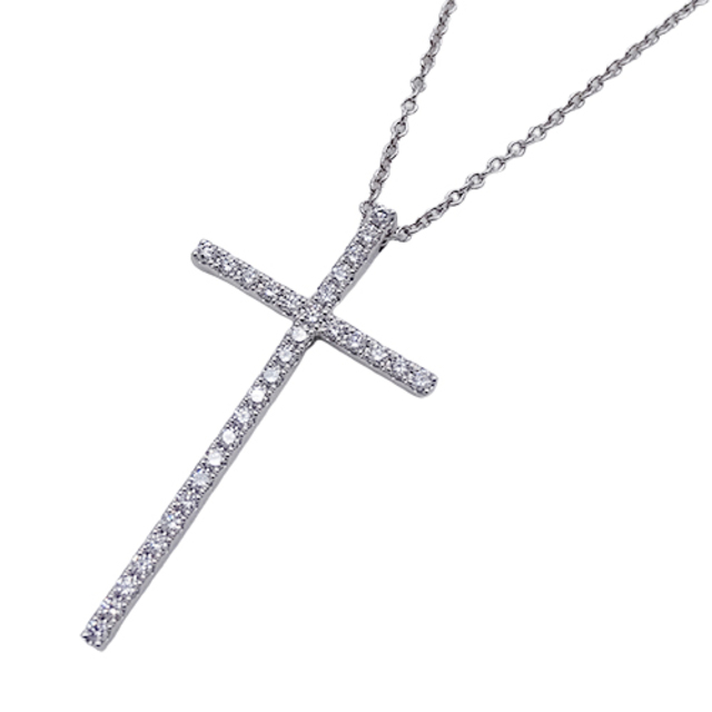 Tiffany & Co. - ティファニー  ネックレス 十字架 ダイヤモンド 750WG ホワイトゴールド