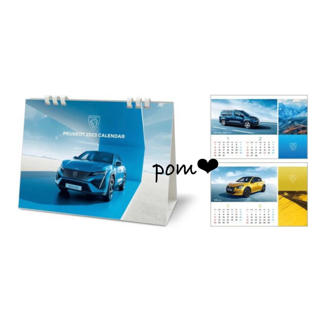 Peugeot(プジョー)のプジョー オリジナル 卓上カレンダー 2023 新品 正規 ディーラー 非売品 エンタメ/ホビーのコレクション(ノベルティグッズ)の商品写真