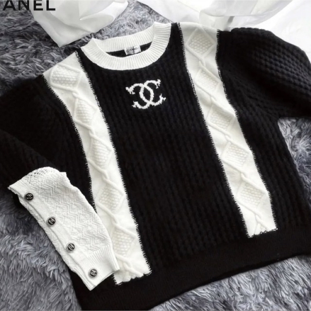 最も人気のある製品 美品 CHANEL シャネル カシミヤ100% エンブレム