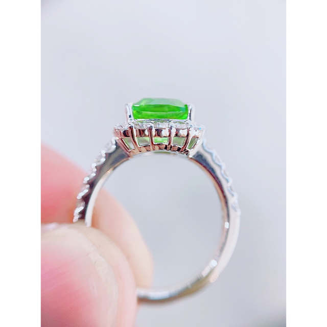 ★2.91ct★✨ペリドット0.88ctダイヤモンドプラチナリング指輪8号