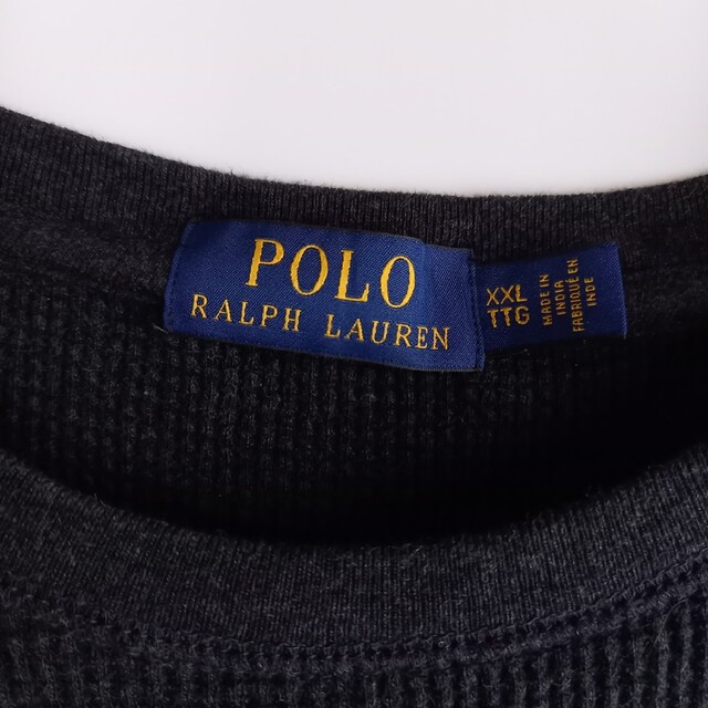 POLO RALPH LAUREN(ポロラルフローレン)のポロラルフローレン　サーマル　ロングTシャツ　ワッフル　刺繍ロゴ　チャコール メンズのトップス(Tシャツ/カットソー(七分/長袖))の商品写真