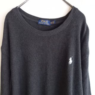 ポロラルフローレン(POLO RALPH LAUREN)のポロラルフローレン　サーマル　ロングTシャツ　ワッフル　刺繍ロゴ　チャコール(Tシャツ/カットソー(七分/長袖))