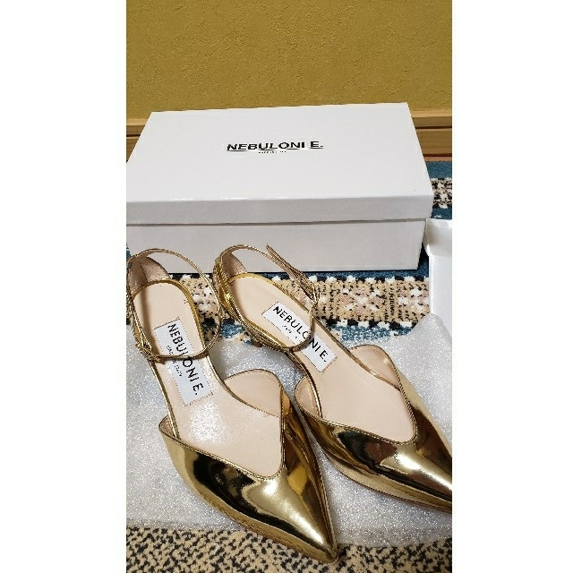 DEUXIEME CLASSE(ドゥーズィエムクラス)のお値下げ☆NEBULONI E. ネブローニ　GOLD STRAP ミュール レディースの靴/シューズ(ハイヒール/パンプス)の商品写真