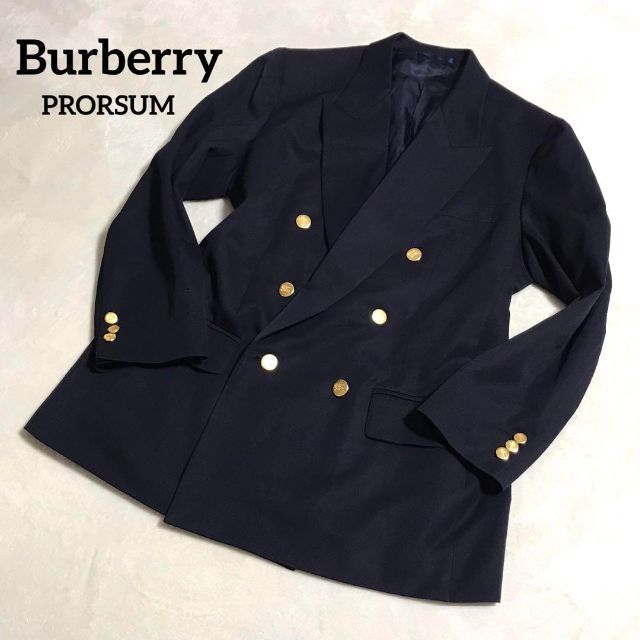 BURBERRY(バーバリー)の【超希少】緑タグ　バーバリー　紺ブレ　ダブル　ジャケット　金ボタン　6B　XL位 メンズのジャケット/アウター(テーラードジャケット)の商品写真