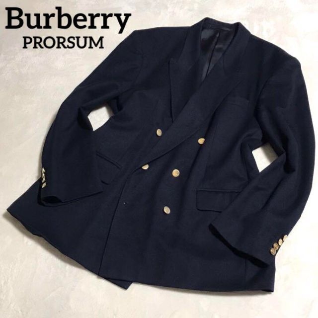 BURBERRY(バーバリー)の【希少】イングランド製　バーバリー　金釦ジャケット　ダブル6b　裏地ロゴ　XL位 メンズのジャケット/アウター(テーラードジャケット)の商品写真