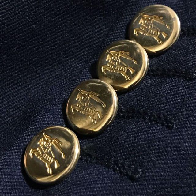 BURBERRY(バーバリー)の【希少】イングランド製　バーバリー　金釦ジャケット　ダブル6b　裏地ロゴ　XL位 メンズのジャケット/アウター(テーラードジャケット)の商品写真