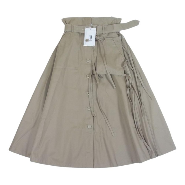 MAISON MARGIELA メゾンマルジェラ スカート 18AW S32MA0277 MM6 エムエムシックス Thai Knot Pocket Maxi Skirt デザインポケット ベルテッド リボン マキシ スカート ベージュ系 38【美品】38総丈