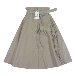 エムエムシックス(MM6)のMAISON MARGIELA メゾンマルジェラ スカート 18AW S32MA0277 MM6 エムエムシックス Thai Knot Pocket Maxi Skirt デザインポケット ベルテッド リボン マキシ スカート ベージュ系 38【美品】【中古】(その他)