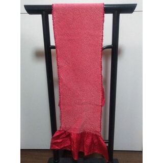 帯揚げ　正絹　総絞り　白っぽい赤　ピンク系　赤系　訪問着　振袖(和装小物)