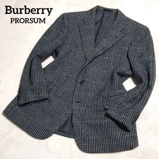 バーバリー(BURBERRY)の【美品】バーバリー プローサム　厚手ツイード ジャケット　シルク混　グレー　冬春(テーラードジャケット)