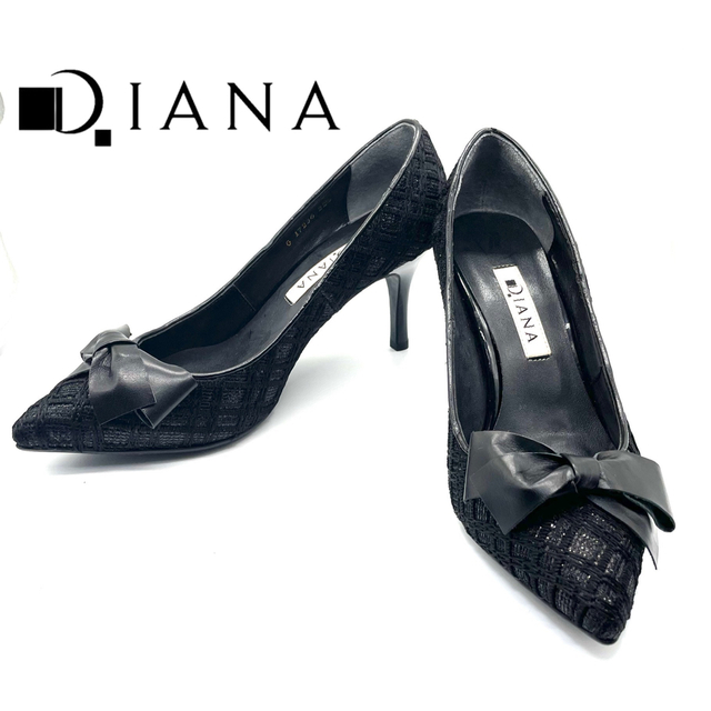 DIANA(ダイアナ)のDIANA ダイアナ パンプス ブラック ポインテッドトゥー 22.5センチ レディースの靴/シューズ(ハイヒール/パンプス)の商品写真