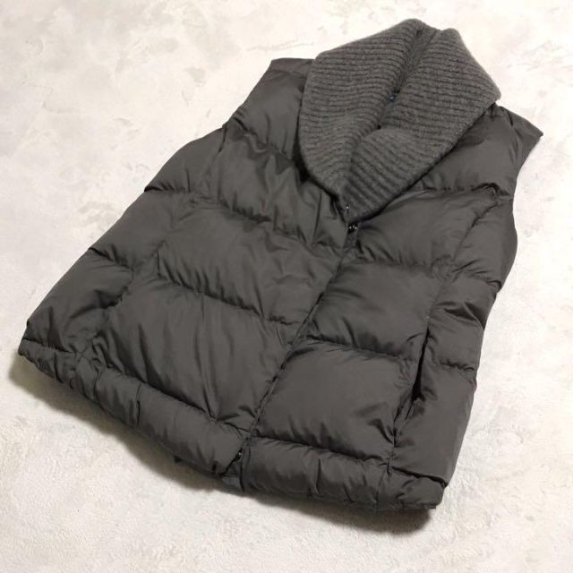 【美品】ラルフローレン ダウンベスト カシミヤ混ニット リブ ショールカラー S