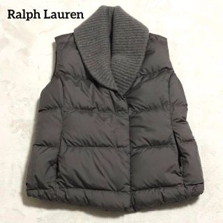 【美品】ラルフローレン ダウンベスト カシミヤ混ニット リブ ショールカラー S