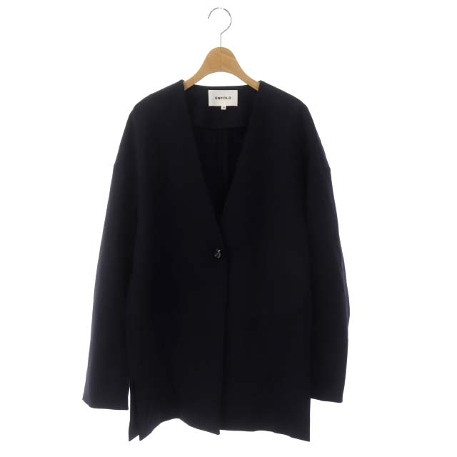 エンフォルド 22SS ダブルクロス ミニマル CARDIGAN カーディガン79cmゆき丈