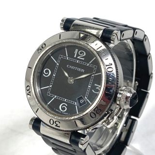 カルティエ(Cartier)のカルティエ CARTIER パシャ シータイマー W3140003 クオーツ デイト 腕時計 SS シルバー(腕時計)