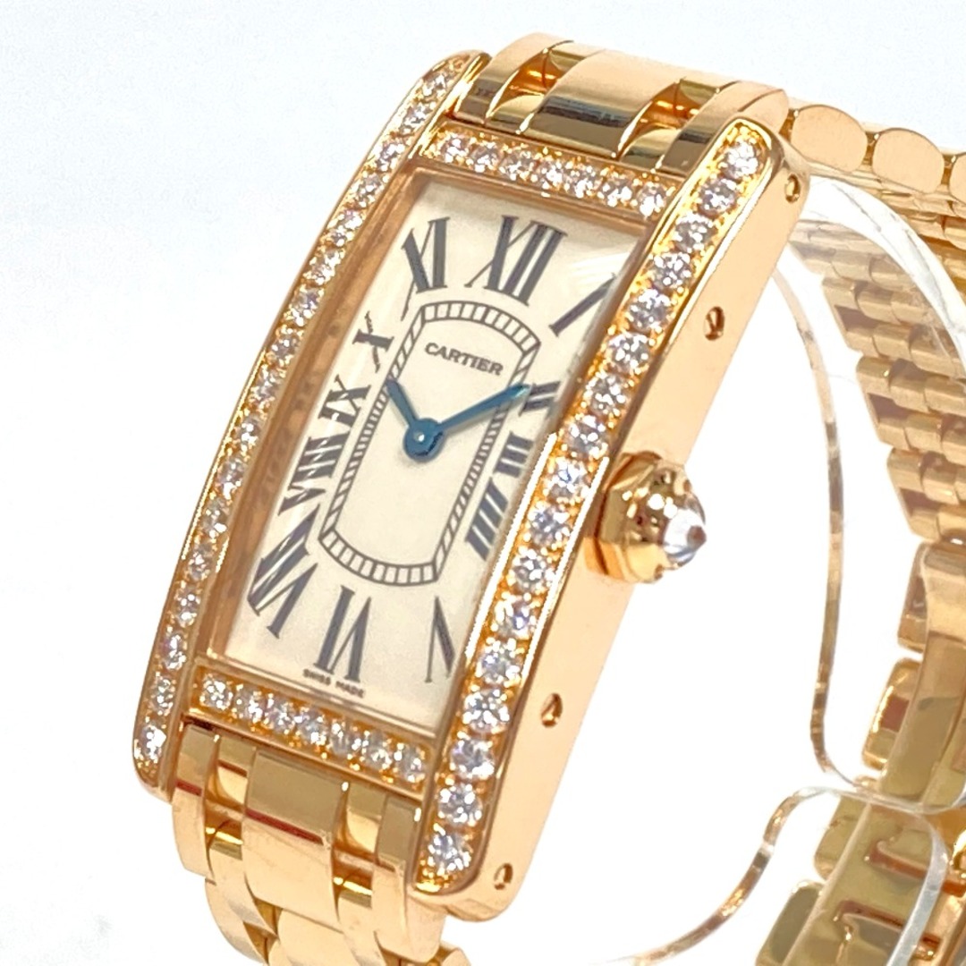 Cartier - カルティエ CARTIER タンク アメリカンSM ダイヤベゼル  WB7079M5 クォーツ 腕時計 K18 ゴールド 美品