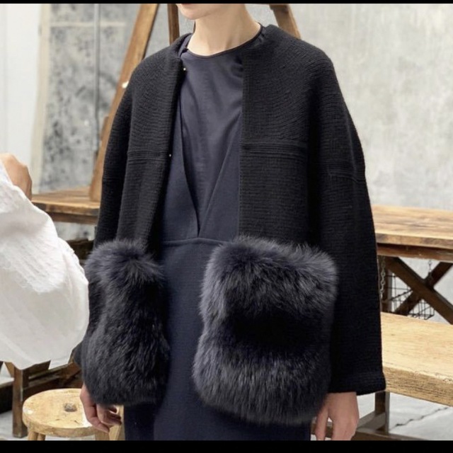 驚きの価格 Drawer - 専用出品ドゥロワー ウールカシミヤ foxファー黒