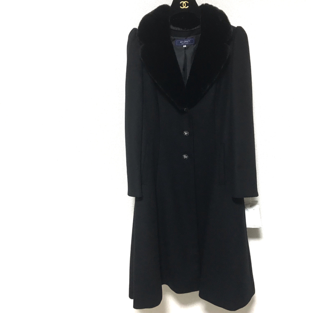 匿名配送　エムズグレイシー　ウール　コート　40　Ｌサイズ　黒　ブラック　日本製