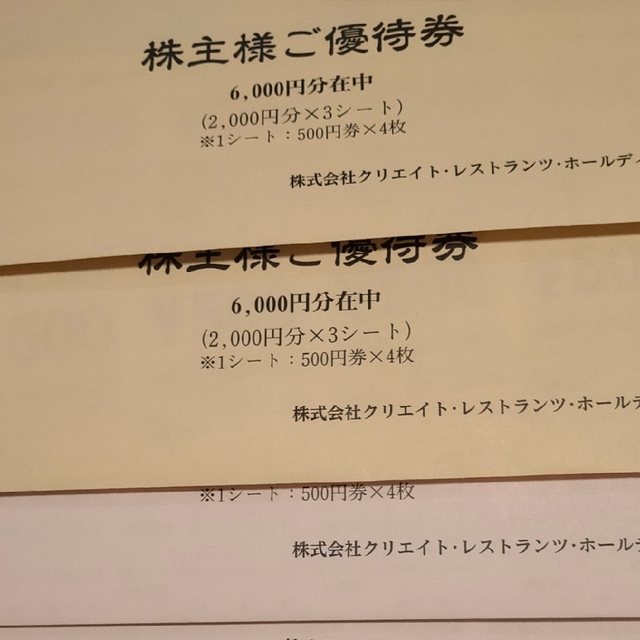 磯丸水産 デザート王国 クリエイトレストランツ 株主優待券 16000円分-