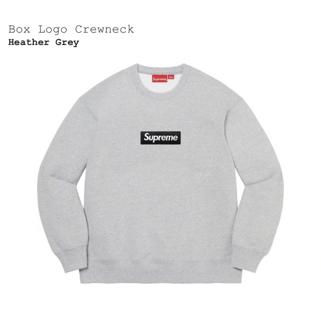 絶品】 Box Supreme 【L】22AW - Supreme Logo Grey Crewneck