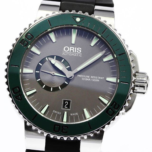 最新デザインの 【ORIS】オリス アクイス メンズ_708330 自動巻き 7673 スモールセコンド 腕時計(アナログ)