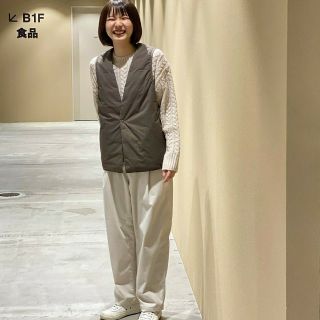 ムジルシリョウヒン(MUJI (無印良品))の■新品■  無印良品 ストレッチ起毛 タックワイドパンツ ／ペールブラウン／XL(カジュアルパンツ)