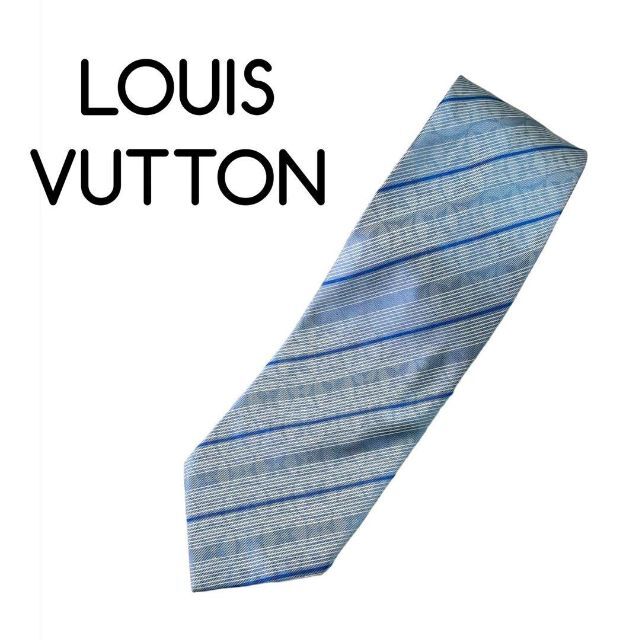 【美品】LOUIS VUTTON ヴィトン 水色　ブルー　ネクタイ　シルク