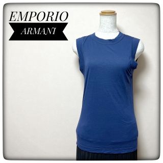 エンポリオアルマーニ(Emporio Armani)のエンポリオアルマーニ✨カットソー ノースリーブ ネイビー紺色 S 38(Tシャツ(半袖/袖なし))