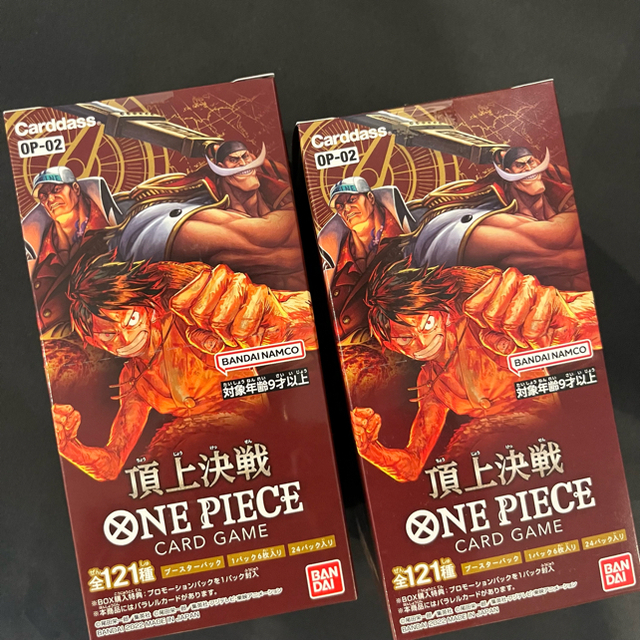 ONE PIECE(ワンピース)の【新品・未開封】ワンピースカードゲーム 頂上決戦 2BOX テープ付き エンタメ/ホビーのトレーディングカード(Box/デッキ/パック)の商品写真