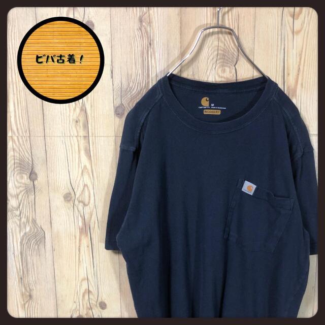 『ネイビー』90s  カーハート Tシャツ ポケT Carhartt