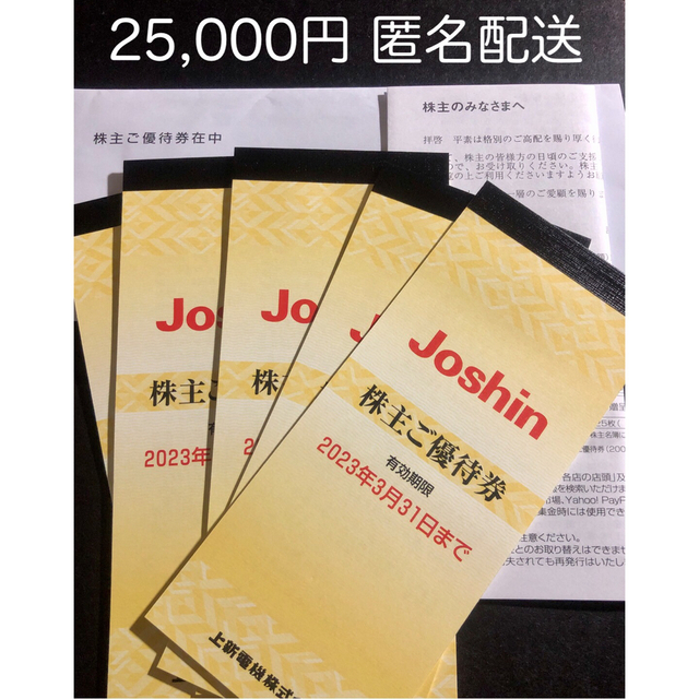 匿名配送 上新電機 ジョーシン Joshin 株主優待券 25000円分 | labiela.com