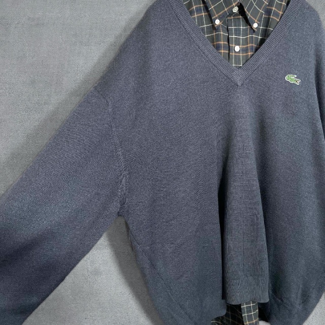 コーディネート販売2点セット LACOSTE ラコステ セーター×チェックシャツ