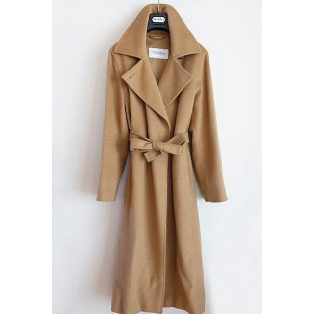 最高級白タグ】MAXMARA キャメル100% ベルテッドコート ロング 40