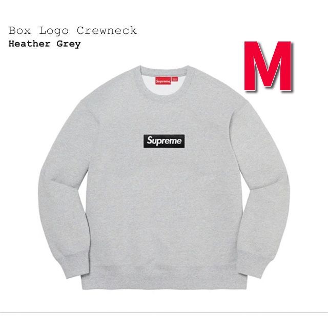 品質が Supreme - M HeatherGrey Crewneck Logo Box Supreme